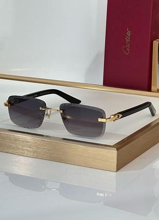 Мужские солнцезащитные очки cartier ct0847s картье безободковые с хрустальным ограниванием