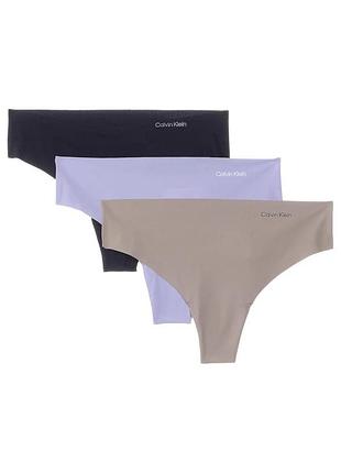 Жіночі безшовні трусики тонг calvin klein набір 3 шт.