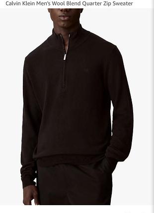 Чоловічий светр calvin klein wool blend quarter zip (оригінал)