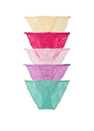 Набор кружевных трусиков бикини victoria's secret pink 5 шт