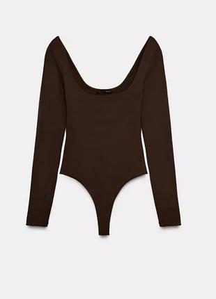 Трендовий базовий боді від zara в шоколадному кольорі р.s новий