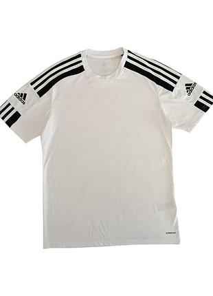Мужская спортивная футболка adidas aeroready белая с черными полосами, размер m