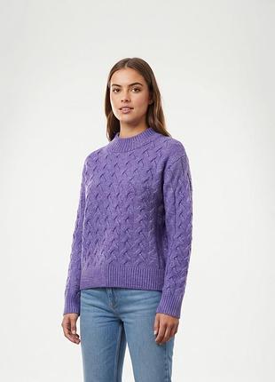 Фіолетовий в'язаний джемпер m&co з косами розмір 38