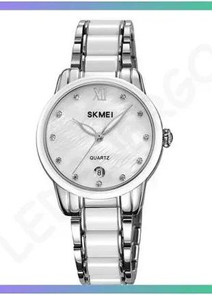 Часы skmei 2175si silver кварцевые с календарем для женщин металлический браслет водонепроницаемость 3 sku_1080-2478