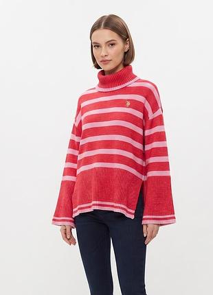 Яскравий червоний светр з горлом від u.s. polo assn. розмір s