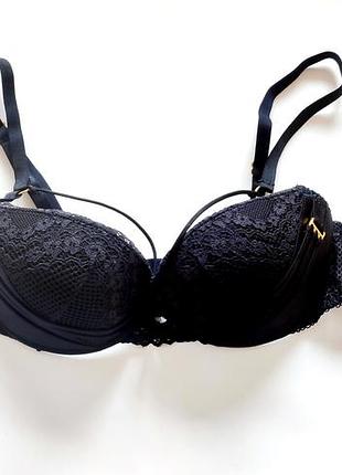 Marks and spencer бюстгалтер чорний пуш ап чашка мереживо формована бюстик ліф бра ліфчик лівчик атлас портупея сексуальний