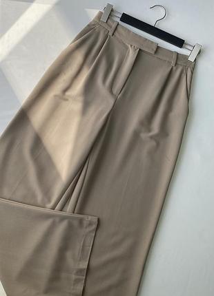 Штани-палаццо із защипами жіночі zara колір кемел однотонний розмір м