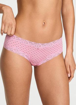 Женские трусики victoria's secret (32212859566) cotton lace-waist cheeky xxl розовые
