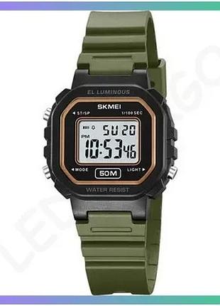 Часы skmei 2326ag army green электронные водонепроницаемые для мужчин и женщин спортивные 50 метров sku_1080-2587