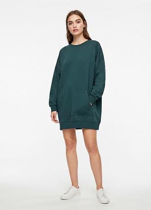 Удлиненная толстовка зеленая с карманом asos размер 38