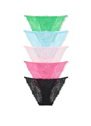 Набор кружевных трусиков бикини victoria's secret pink 5 шт