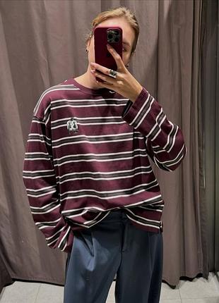 Бавовняний стильний полосатий лонгслів оверсайз в смужку кольору вина zara
⚡⚡⚡⚡⚡⚡⚡⚡⚡⚡⚡