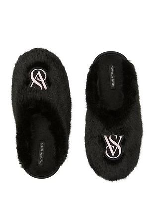 Капці жіночі victoria's secret (26612896682) luxe plush closed-toe slippers 35-36 чорні