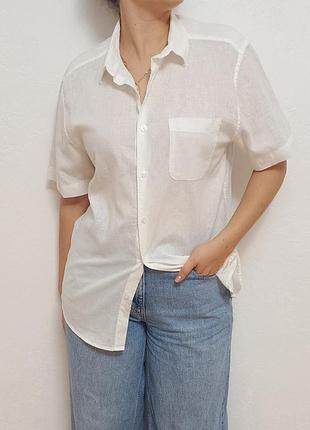Льняная рубашка на короткий рукав primark