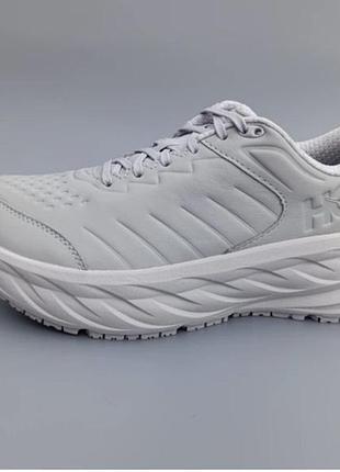 Кросівки hoka one one bondi sr у забарвленні harbor mist / lunar rock (світло-сірий / сталевий відтінок).розмір: 45 1/3.матеріал: шкіра