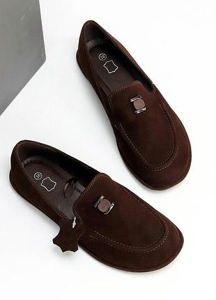 Стильні замшеві шоколадні туфлі у стилі barefoot