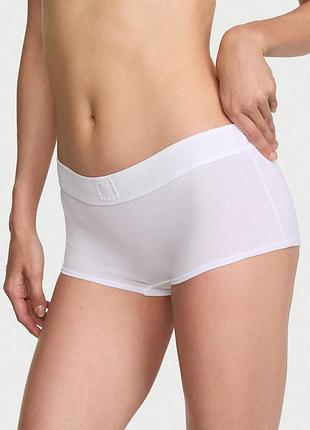 Женские трусики victoria's secret (2321299566) logo cotton lace patch boyshort xxl белые