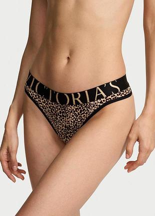Женские трусики victoria's secret (235695158476) exploded logo cotton thong xxl коричневые