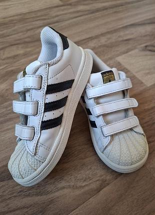 Детские белые кроссовки adidas superstar размер 27