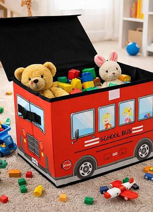 Коробка складна для зберігання речей і іграшок school bus 37x25x25 см red