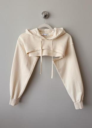Zara худи кроп с капюшоном