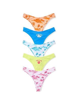 Набор трусиков тонг victoria's secret pink 5 шт