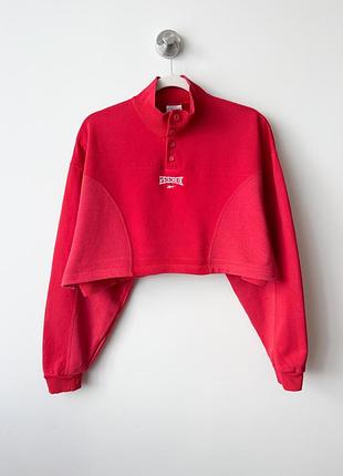 Свитшот reebok красный кроп оверсайз