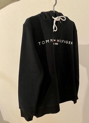 Худі чоловіче tommy hilfiger чорне розмір l з органічного котону