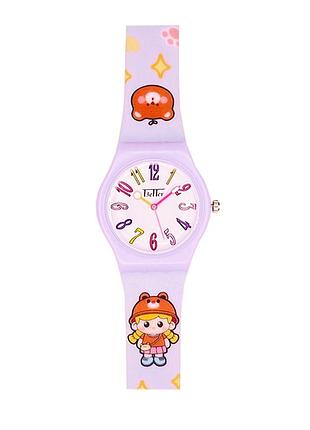 Дитячий годинник better 012 bear purple-white кварцовий з бузковим силіконовим ремінцем