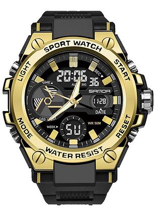 Мужские часы sanda 3311 black-gold