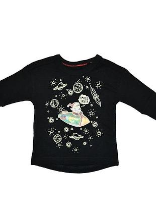 Реглан детский новогодний с космическим рисунком 3-6 м.