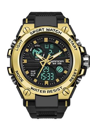 Мужские часы sanda 739 black-gold