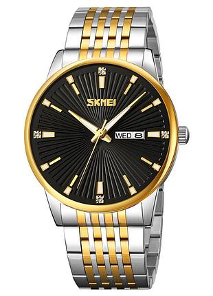 Мужские часы skmei 9323tgdbk silver/gold-black