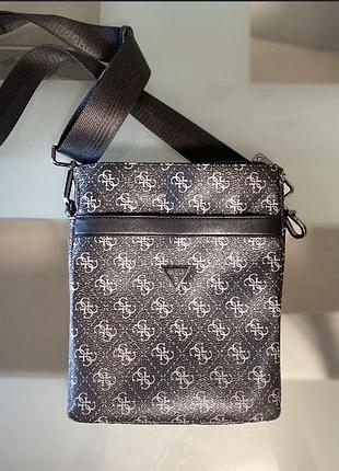 Сумка чоловіча guess месенджер чорна з логотипом