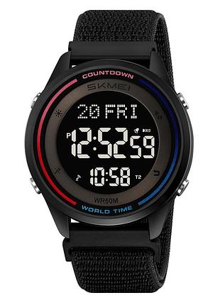 Спортивные мужские часы skmei 2412nbk black nylon