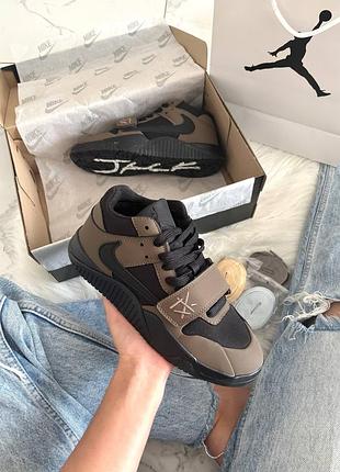 Кроссовки jordan x travis scott cut the jumpman jack dark mocha арт 2059