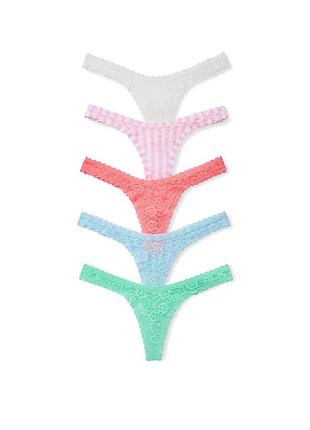 Набір мереживних трусиків тонг victoria's secret 5 шт.