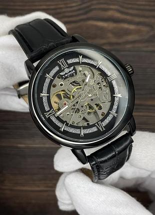 Forsining 8173 all black-silver leather 3