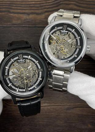 Forsining 8173 all black-silver leather 4