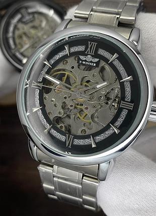 Forsining 8173 all black-silver leather 6