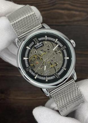Forsining 8173 all black-silver leather 8