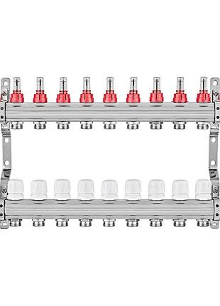 Коллекторный блок с расходомерами europroduct ep.b3110-11-1”x11 (корп. латунь) (ep6199)