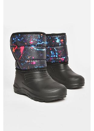 Дутики детские зимние на меху черные let's shop с пенной подошвой, обувь для девочки р.28-36