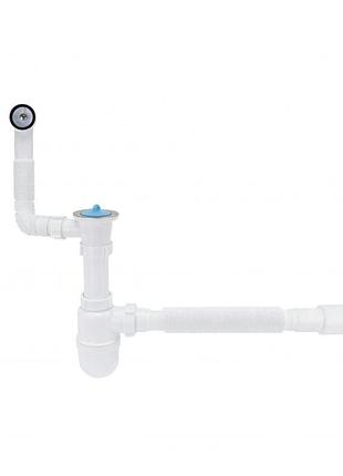 Сифон для кухонной мойки lidz (whi) 60 08 e004 00 с круглым переливом (выход 50 мм)