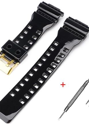 Ремінець для casio g-shock ga-100/110/120 black-glossy gd
