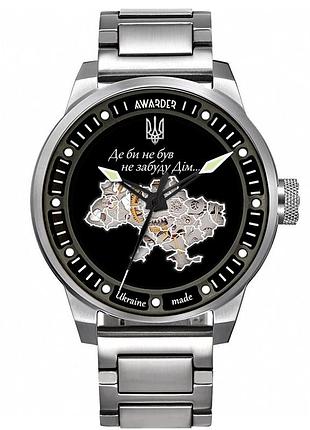 Классические мужские часы awarder 058 где бы ни был silver-black steel, водонепроницаемый, японский механизм