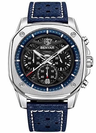 Мужские часы bennyar by-5222 blue-silver со стальным браслетом и синим циферблатом