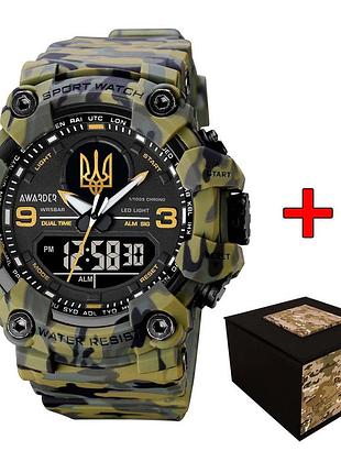 Мужские часы awarder 001 трезуб золото camo green