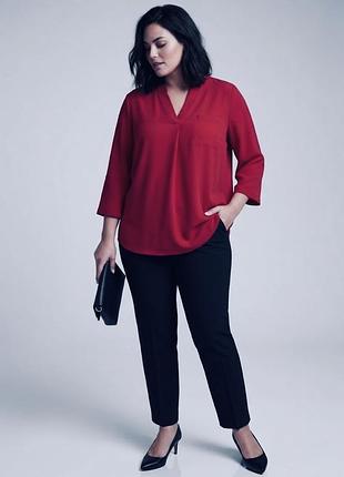 Emery rose нова червона жіноча сорочка блузка  має вільний крій oversize v- виріз рукави довжиною 3/4 з підхватами xl-2xl