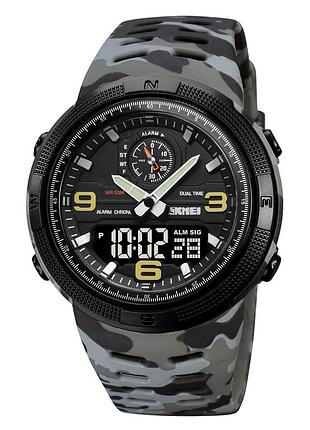 Мужские часы skmei 1655cmgybk camo grey-black